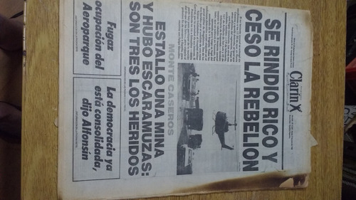 Diario Clarin 1988 Se Rindio Rico Ceso La Rebelion 