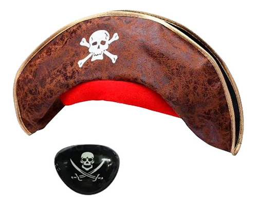 Disfraz Pirata Cuerina Sombrero Parche Halloween Fdd