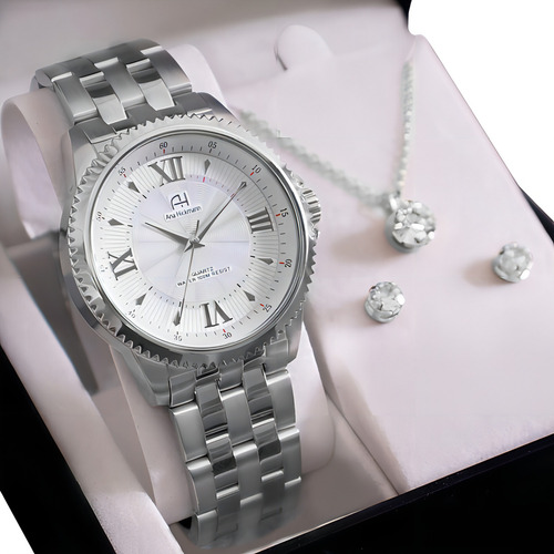 Correa de reloj impermeable original Champion Ana Hickman para mujer, color bisel plateado, color como en la foto, color de fondo como en la foto