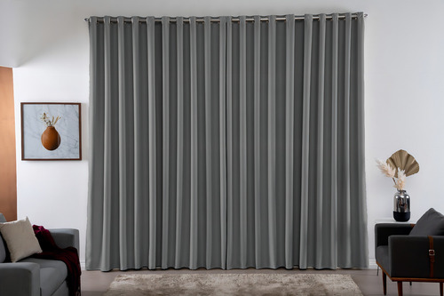 Cortinas de tela gruesa Blecaute de 3 metros x 2,80 de ancho, color gris