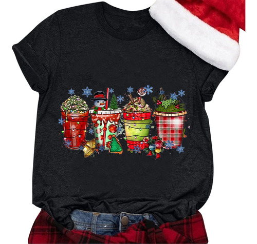 Kingspinner Camiseta Feliz Navidad Para Mujer Casual Grafica