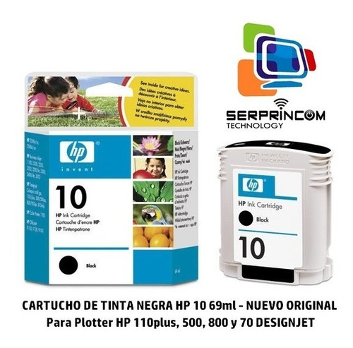 Cartucho Hp 10 Negro Original Plotter Hp 500 Hp 800 110plus