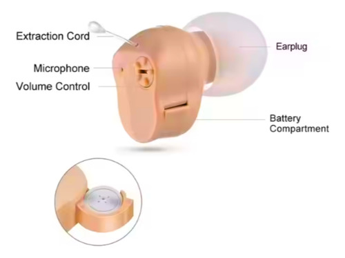 Mini Audifono Amplificador Sonido Sordera Sordo Ajustable Beige