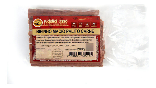 Bifinho Macio Palito - Kidelici Osso - Sabor Carne - 200g