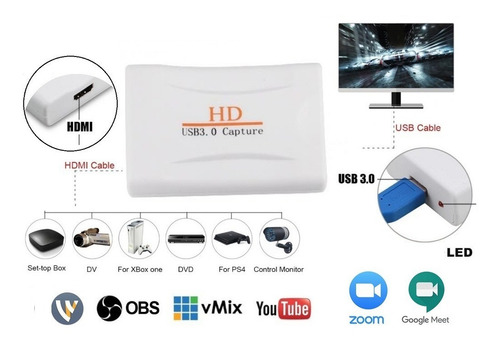 Capturadora Video Hdmi Usb 3.0 Fhd 1080p Obs Vmix Wirecast