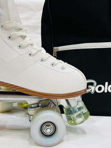 Combo Patines Profesionales Gold + Bolso Alforja 35/36 Blanco