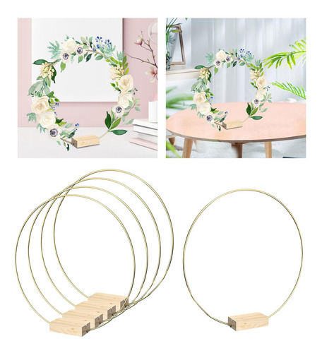 Aro Floral De Metal De Moda De Base De Madera Para Adorno De