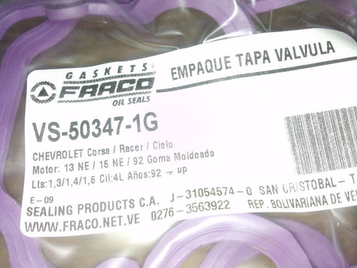 Empacadura Tapa Valvula Corsa (1,3 1,4 1,6) Fraco Morada