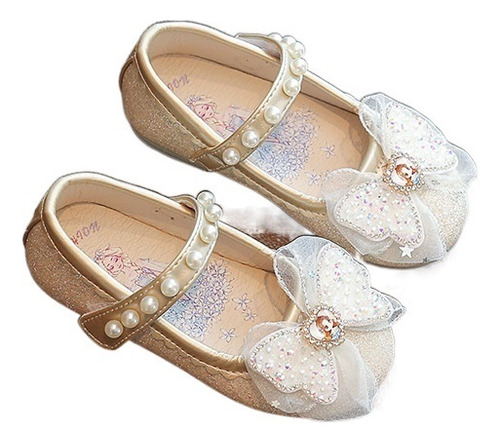 Pequeños Zapatos De Cuero Bowknot Princess Fashion Crystal