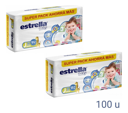 Pañal Estrella Junior +18 Kilos X100 Unidades - Combo