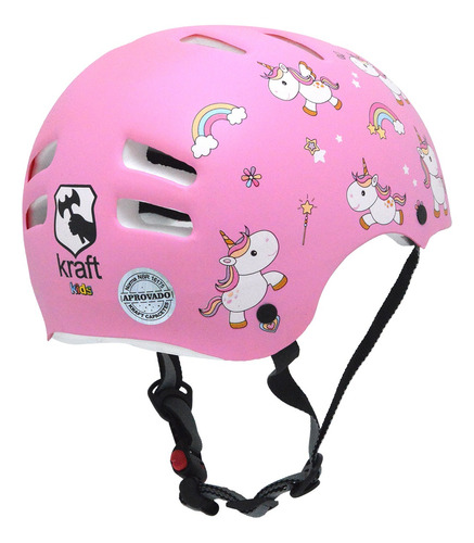 Capacete Kraft Bike Unicórnio Rosa P Skate Patins Nbr16175