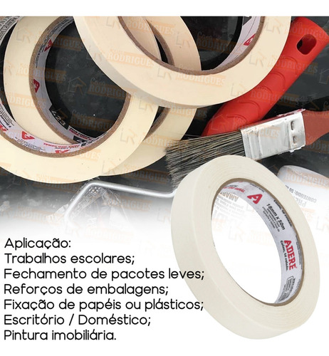 10x Fita Adesiva Crepe Uso Geral Fina 18mm X 50m Adere 423