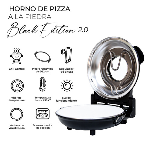 Horno Pizza A La Piedra - Black Edition Kitchen-it Color Negro