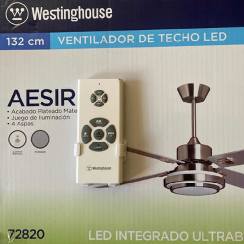 Imagen 2 de 3 de Ventilador Techo Westinghouse 52 PuLG Luz Led Control Remoto