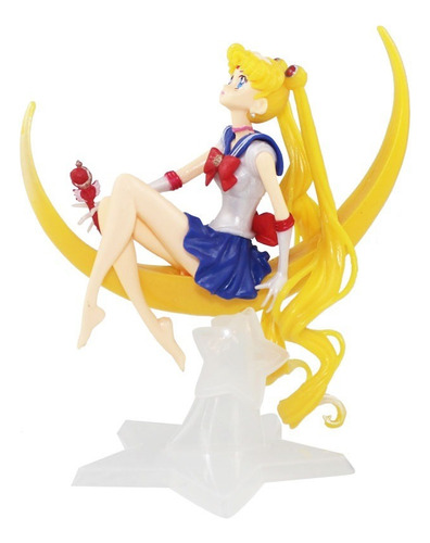 Muñeca Serena De Sailor Moon Con Base Lunar Adorno 15 Cm