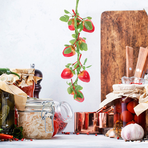 4 Unidades De Fresas Falsas: Fresas Rojas Artificiales