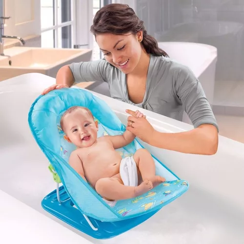 BabyBond Asiento de baño para bebé con 2 modos, ajuste de 3 velocidades,  potentes ventosas, silla de bañera infantil con almohada lavable, plegable  y