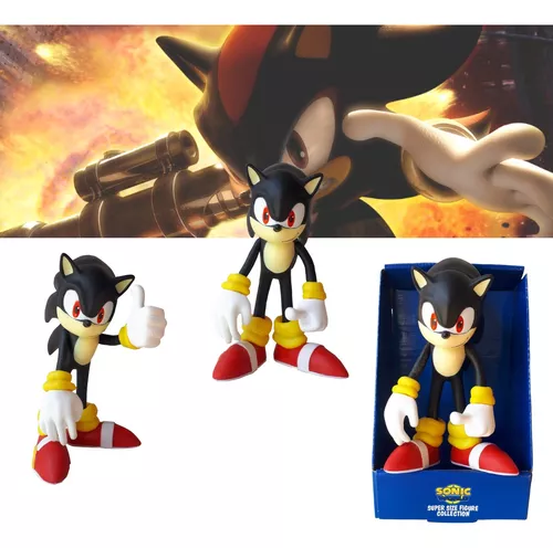 Boneco Sonic Shadow Preto 26cm Articulado Sega Coleção