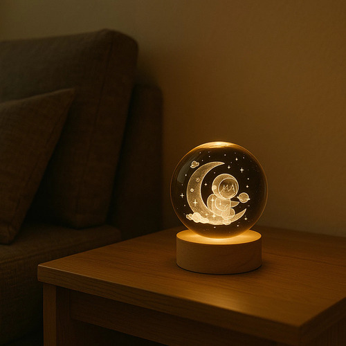 Lúminaria De Mesa Led Bola Cristal Bm-f976b