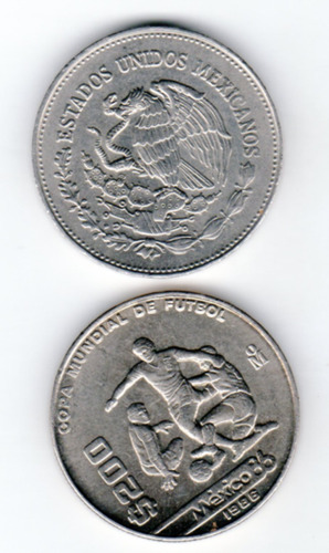 Imagen 2 de 2 de Moneda México 200 Pesos 1986 Mundial Fútbol México'86 Nueva