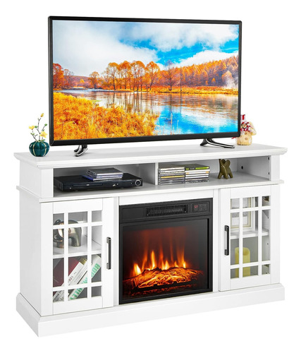 Mueble Para Tv Con Chimenea Electrica Estilo Clásico