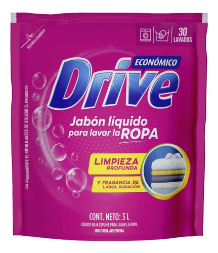 Jabon Liquido Matic Baja Espuma Lavarropas 3 Lts Drive