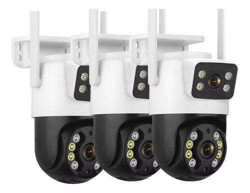 Kit 3 Camera Segurança A31 Icsee Prova D'agua Lente Dupla Cor Branco/preto