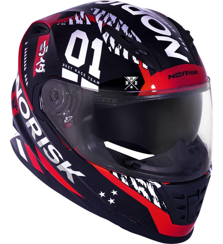 Capacete Norisk Ff302 Tokyo Preto Vermelho E Branco Tamanho