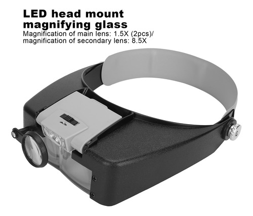 Lupa Montada En La Cabeza, Gafas Led, Con Lupa Alimentada Po