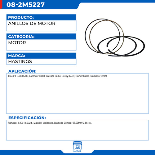 Anillos De Motor 00 Buick Rainier 2004-2008 L6 4.2