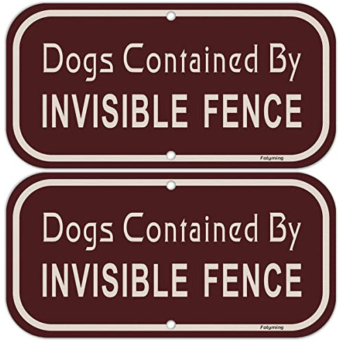 2 Carteles De  Perros Confinados Por Cerca Invisible  1...