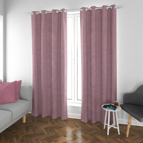 Set De Cortinas Blackout 2 Paños De 140 X 220 Cm Rosa