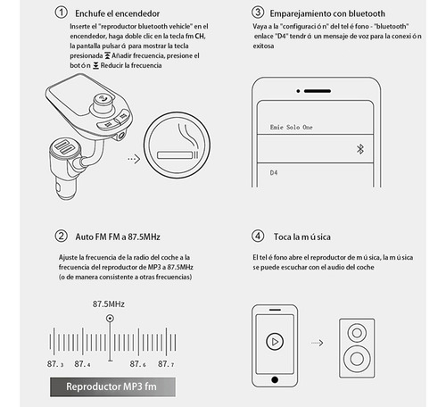 Receptor Vehículo Transmisor Bluetooth Fm De Música Mp3