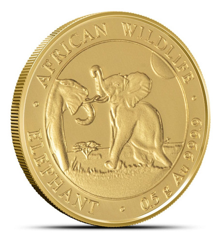 Moneda De Oro Elefante De Somalia 2024 0,5 Gramo, Ley 9999.