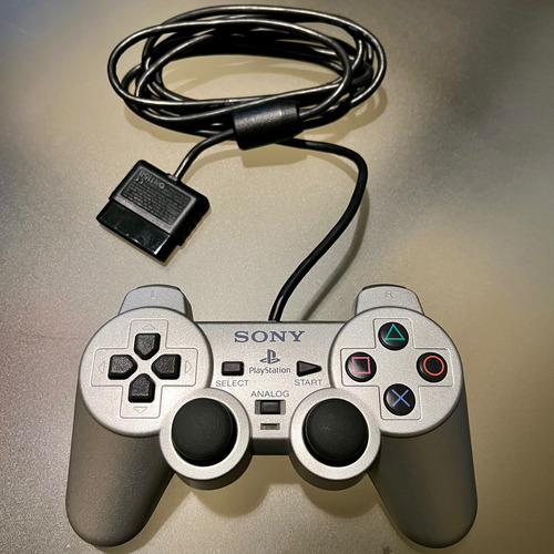 Controle Playstation Dualshock 2 Ps1 Ps2 Raro Original Sony Prateado (Usado)