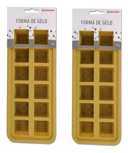 Kit Com 2 Formas De Gelo Silicone- Formato De Dado 12 Cubos Cor Dourado