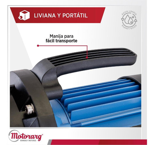 Imagen 5 de 10 de Bomba Agua Centrifuga Autoaspirante Motorarg 1 Hp 220v Cuota