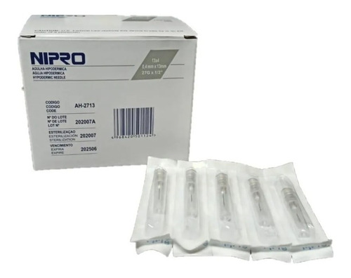 Aguja Hipodermica Nipro 27g X 1/2 Caja 100 Unidades