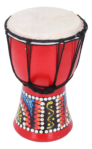 Tambor Africano De 4 Pulgadas, Color Rojo, Estampado Clásico
