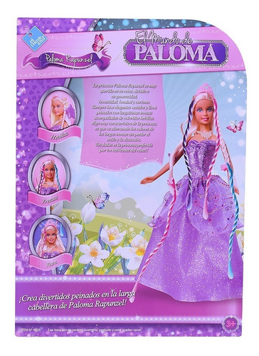 Imagen 5 de 8 de Paloma Muñeca Rapunzel Con Accesorios El Duende Azul Full