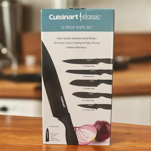 Set De 3 Tablas Para Cortar Y Cuchillos Cuisinart 12pz Negro Lisa Negro