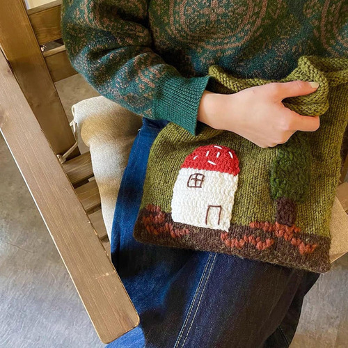 Bolso De Mano De Ganchillo Bolso De Mano Con Diseño De Casa