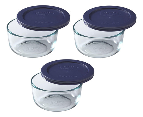 Contenedor Redondo De Almacenamiento Pyrex De 2 Tazas Con Ta