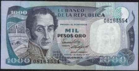 Colombia 1000 Pesos 1 Ene 1987 Tdlr Bgw416