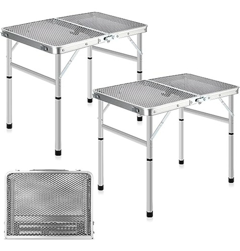 2 Pcs Grill Camping Table Outdoor Picnic Folding Table