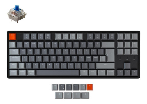 Teclado gamer bluetooth Keychron K8 QWERTY Gateron G Pro Blue inglés US color negro con luz RGB