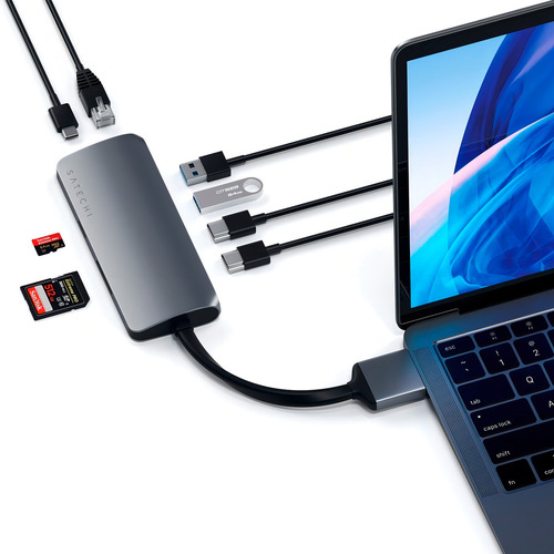 Hub USB-C/Dual Hdmi 4K/Usb 3.0/Vermelho/Sd Msd - Satechi Color Space Grey