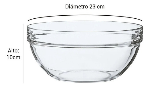 Bowl Ensaladera Apilable De Vidrio Arcoroc 23 Cm 