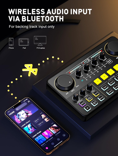 Singwe Streaming Audio Mixer, Rgb Interfaz De Audio Con 48v