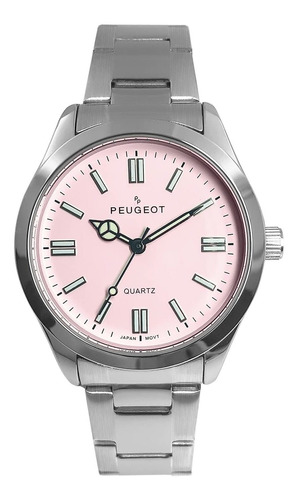 Reloj Mujer Peugeot 7110pk Cuarzo Pulso Plateado En Acero